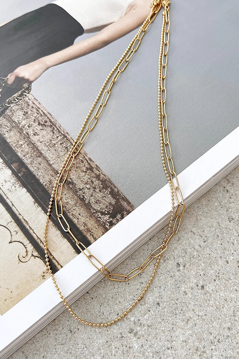 Dani Chain Necklace Set - Gold-ROVOLE