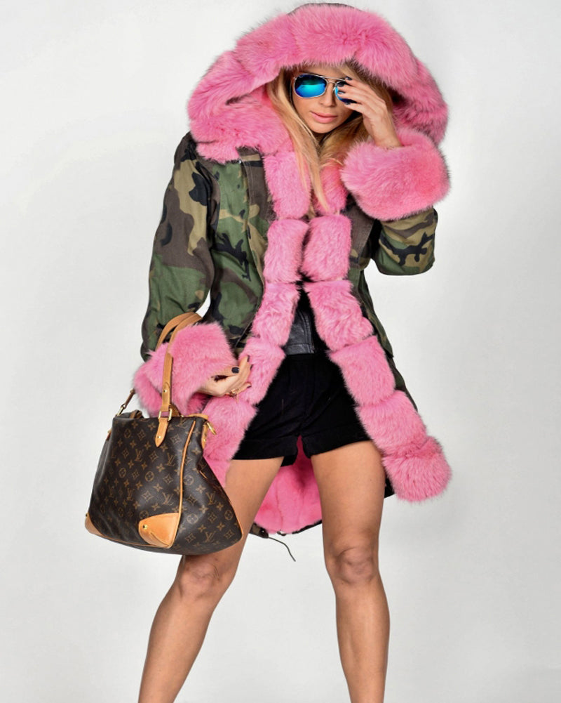 Trafni Women's Hooded Parka Jacket Fleece Faux Fur Coat Long Trench Tops US Stock Overcoat New-Massicos