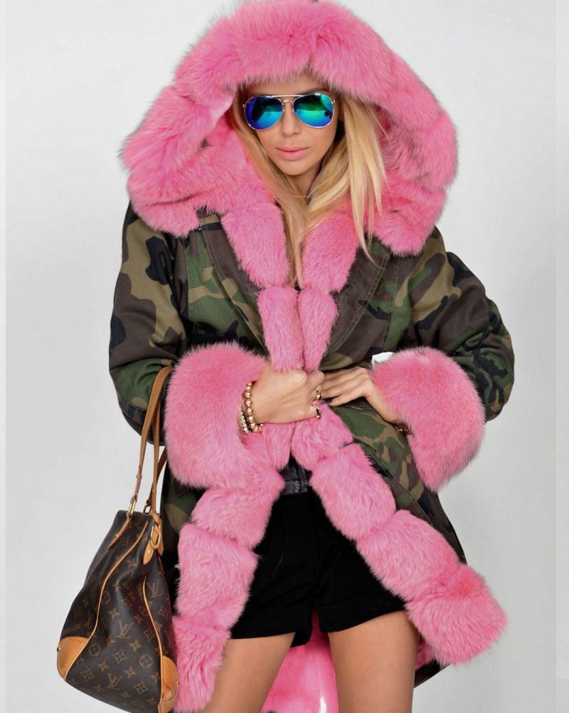 Trafni Women's Hooded Parka Jacket Fleece Faux Fur Coat Long Trench Tops US Stock Overcoat New-Massicos
