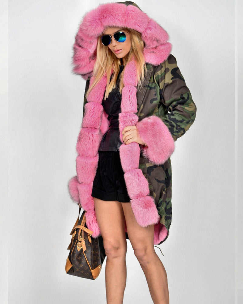 Trafni Women's Hooded Parka Jacket Fleece Faux Fur Coat Long Trench Tops US Stock Overcoat New-Massicos