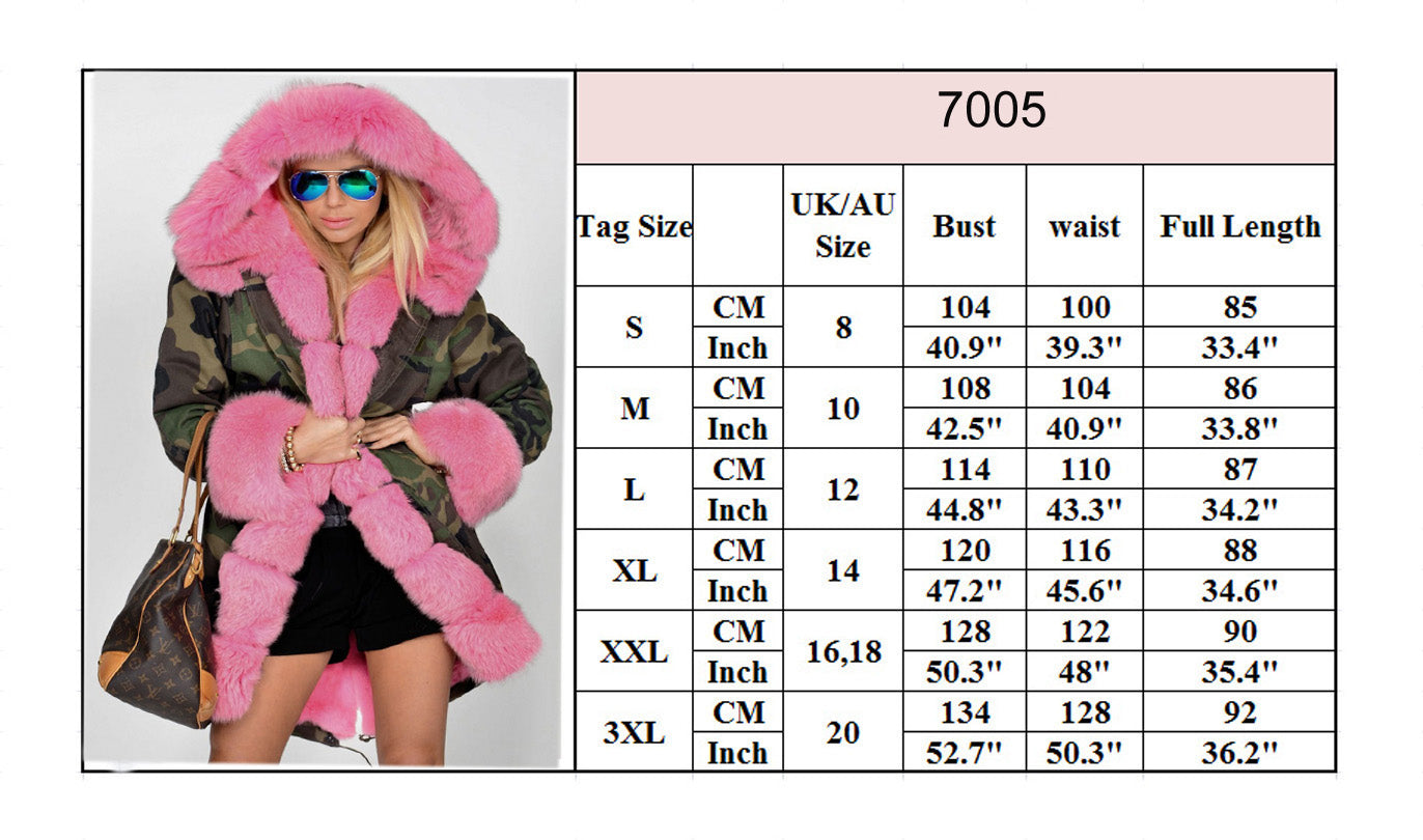 Trafni Women's Hooded Parka Jacket Fleece Faux Fur Coat Long Trench Tops US Stock Overcoat New-Massicos