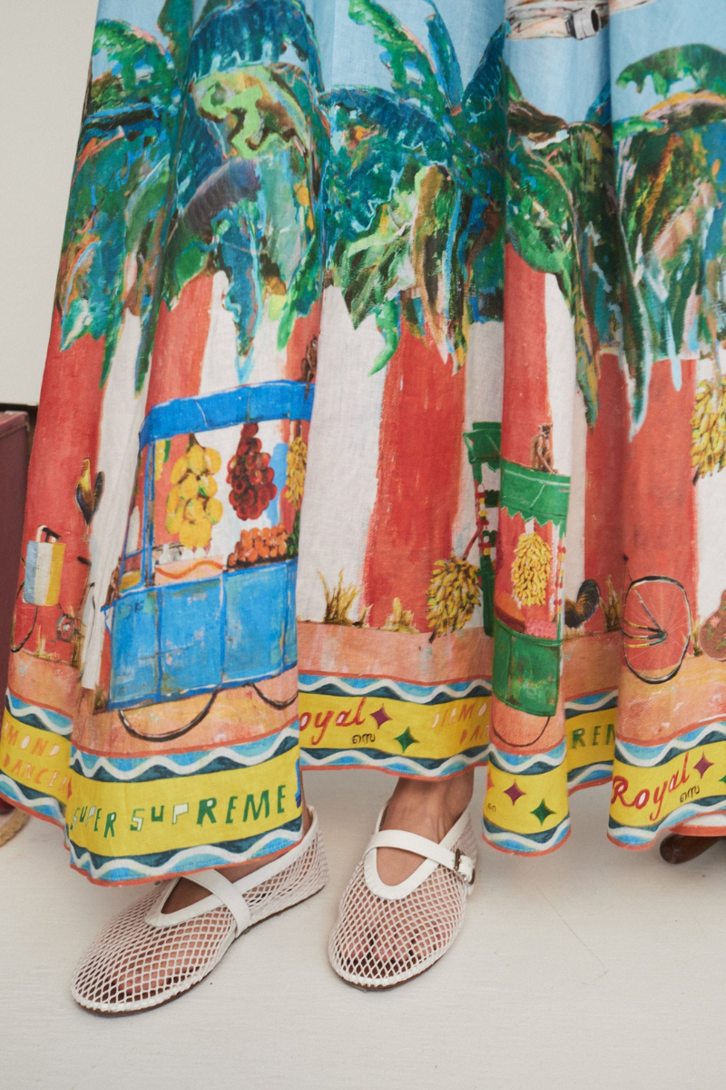 Roseline Spaghetti Graffiti Print Maxi Dress-ROVOLE
