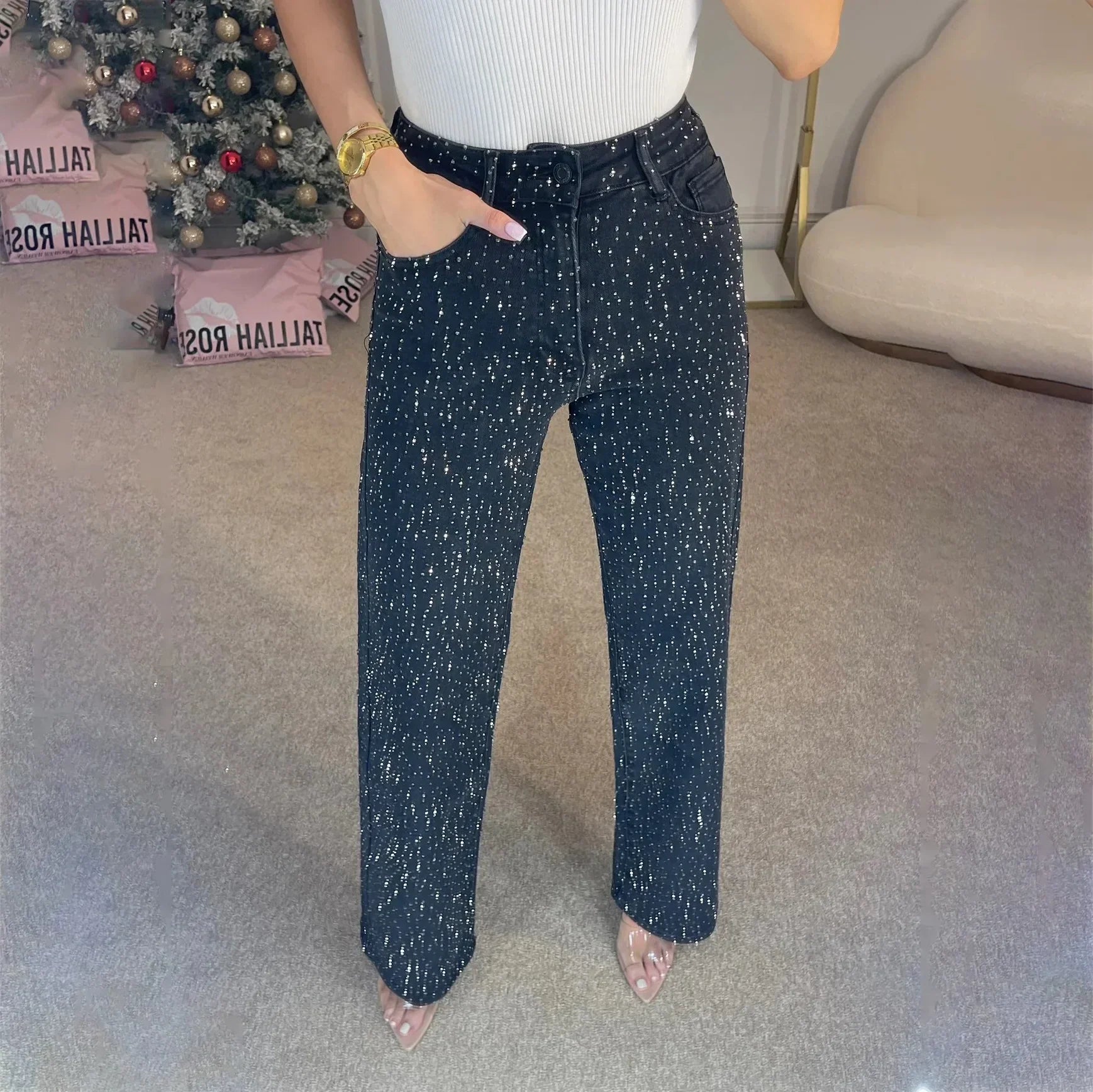 Party Glitter Diamond Jeans-Massicos