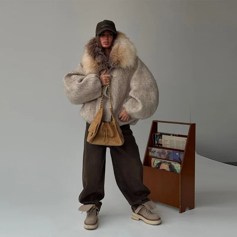 Fur Trimmed Wool Blend Coat-Massicos