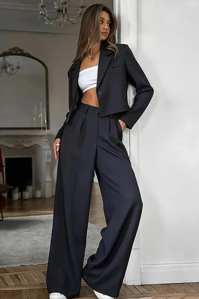 Autumn Winter  Solid Office Pants Set-ROVOLE