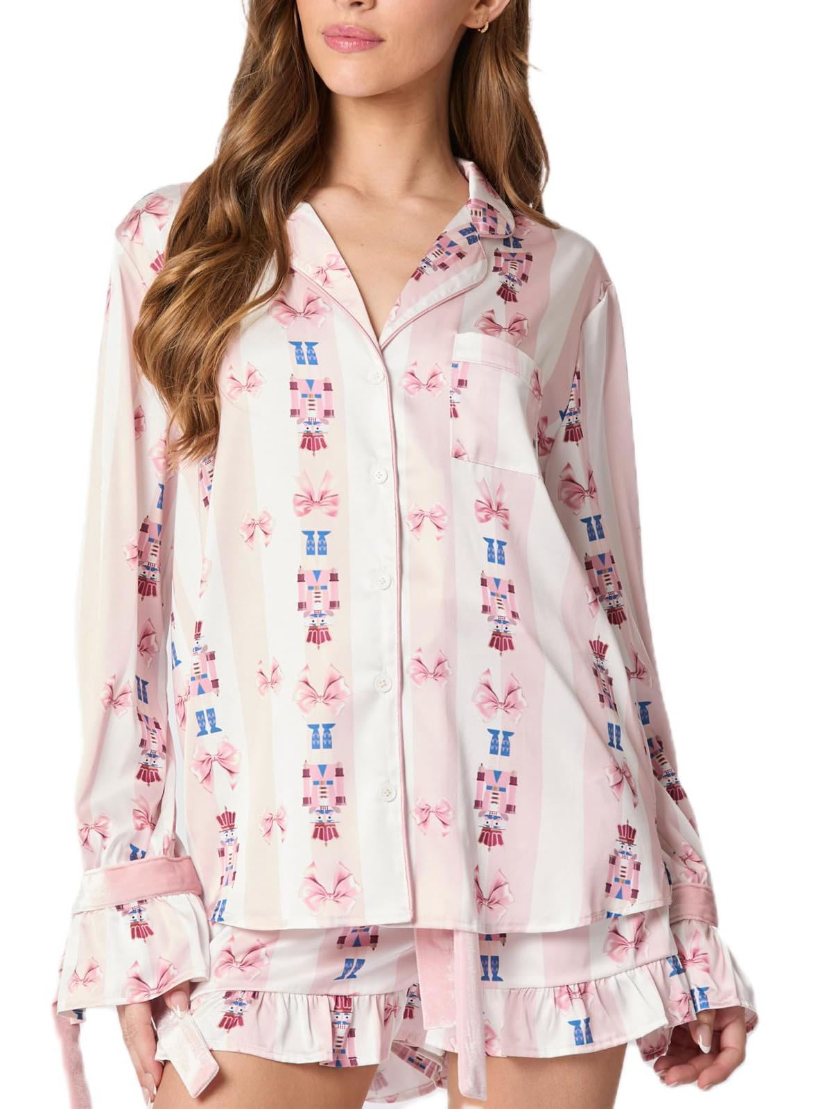 Pink Pajama Set Bow Cuffs-Massicos