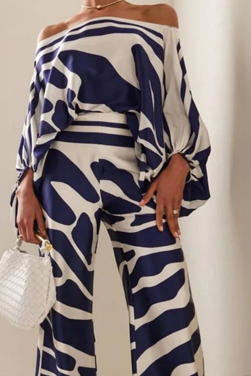 Abstract Waves Two-Piece Set - Blue-ROVOLE