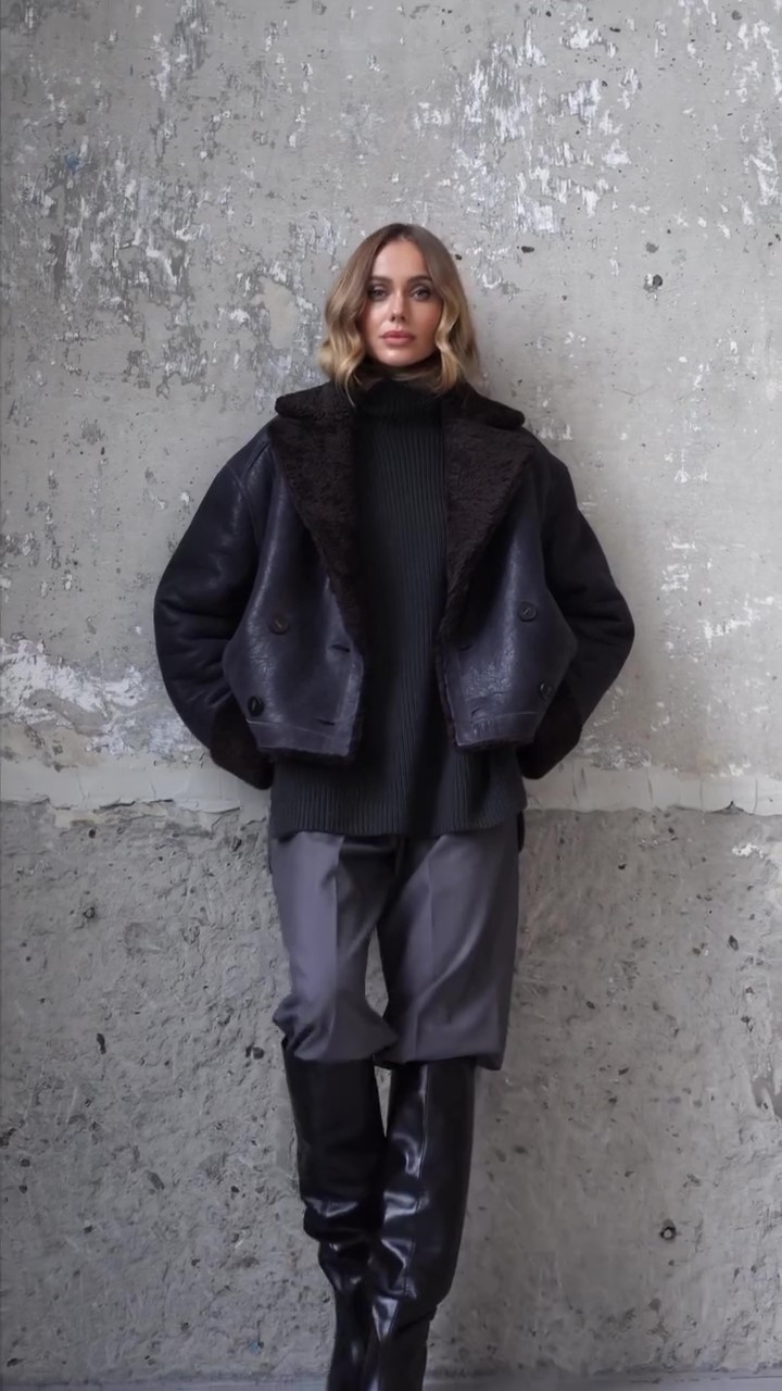 Shearling fur cropped jacket-Massicos
