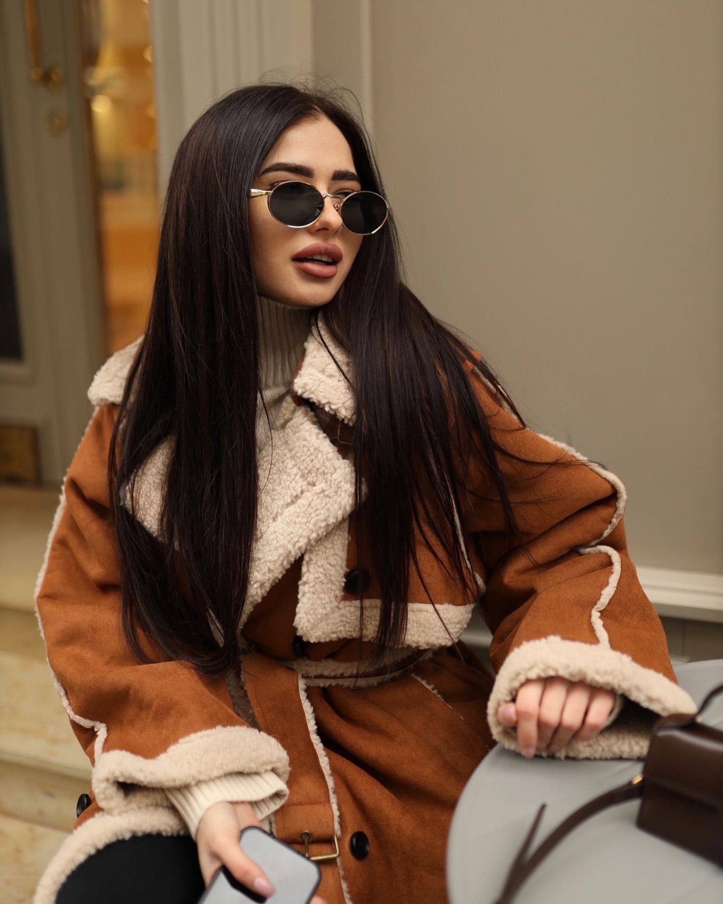 Designer brown oversized fur-Massicos