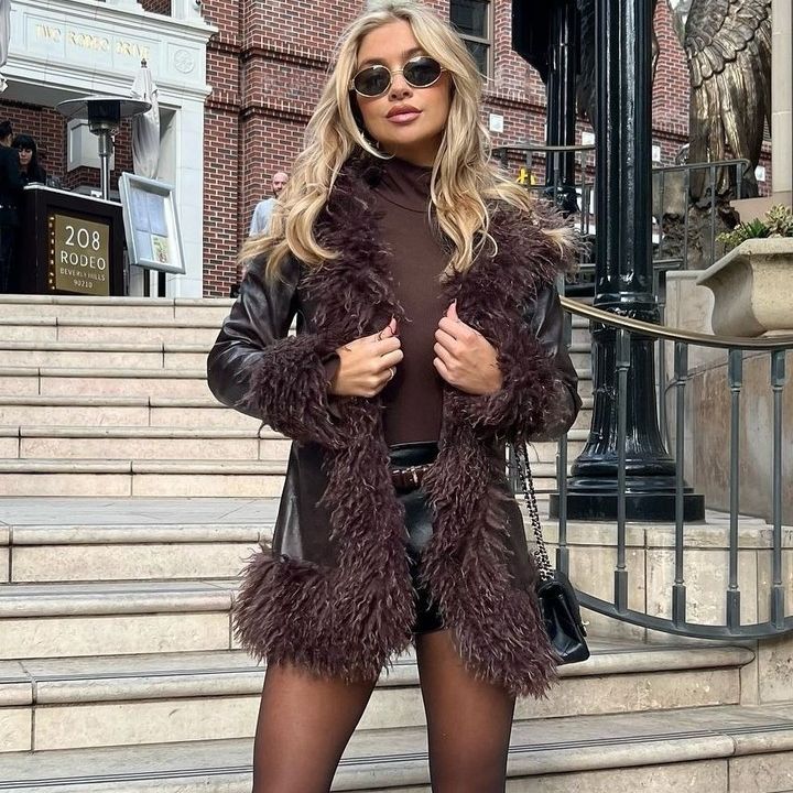 Designer black and brown fur jacket-Massicos