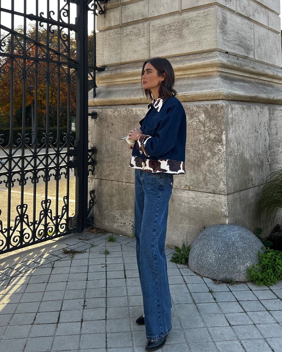 Designer Cow Color Block Jacket-Massicos