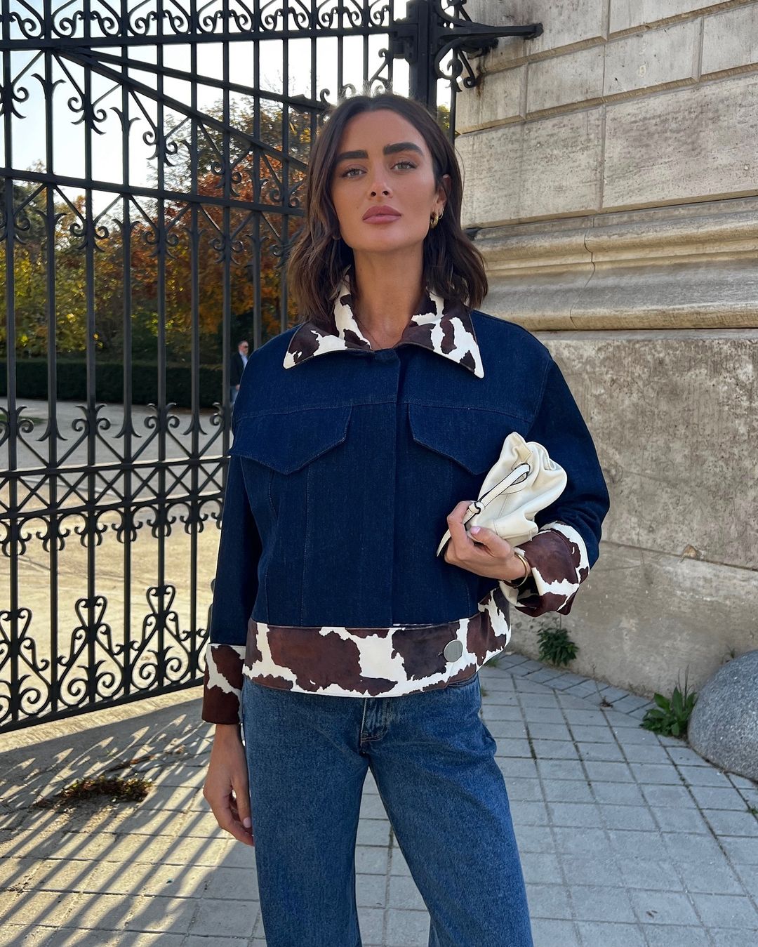 Designer Cow Color Block Jacket-Massicos