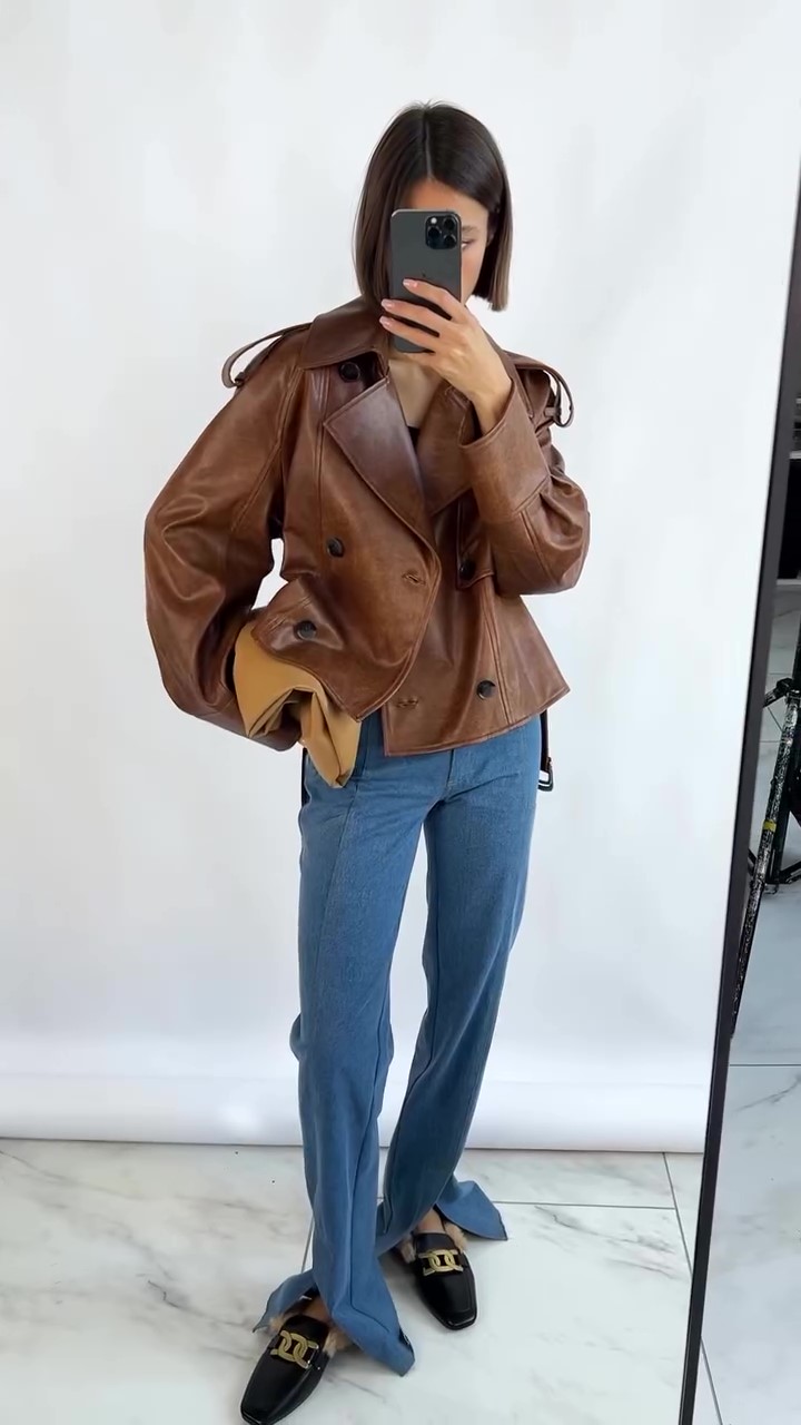 Designer belted leather jacket-Massicos