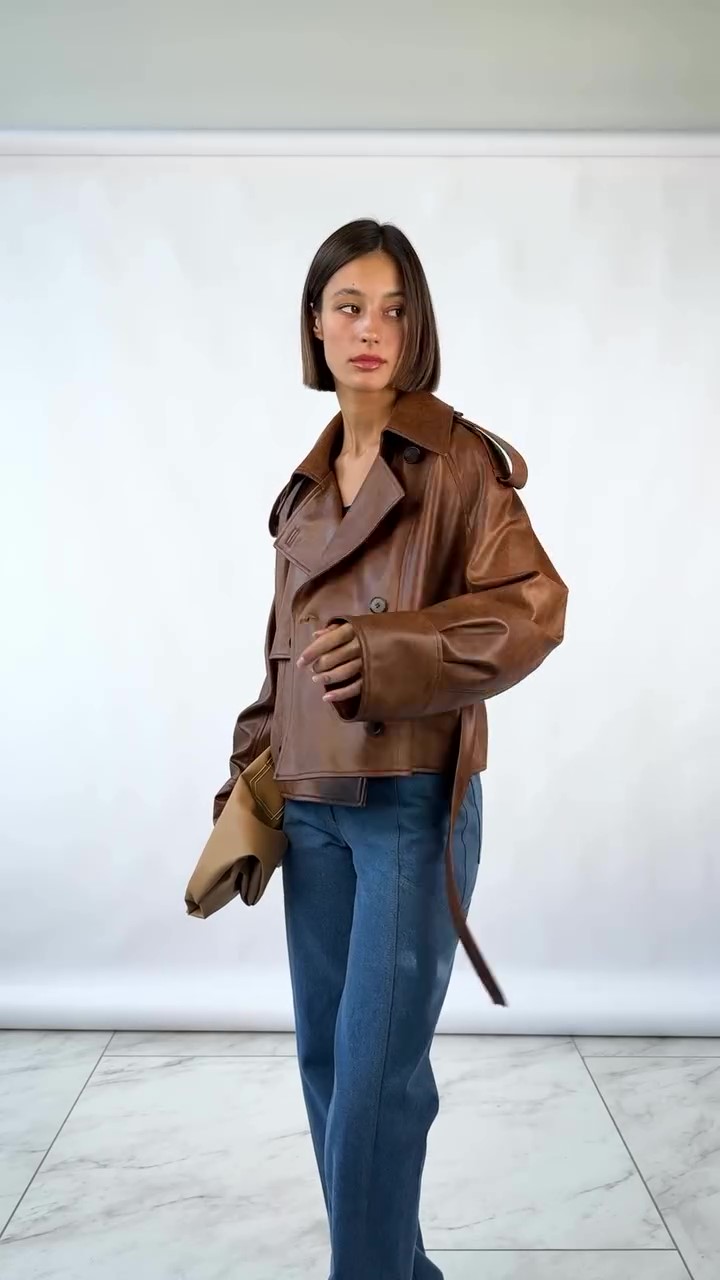 Designer belted leather jacket-Massicos