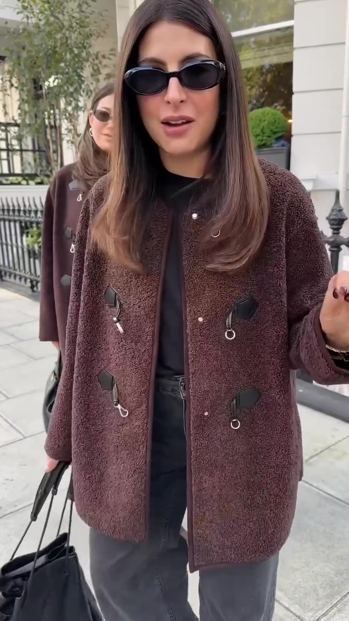Designer shearling fur cropped jacket-Massicos