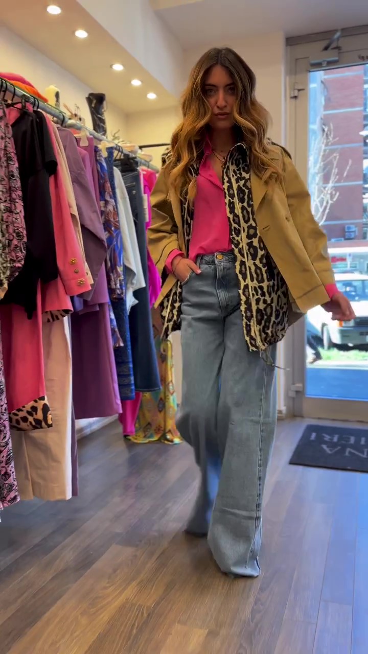 Leopard print fake two piece short jacket-Massicos