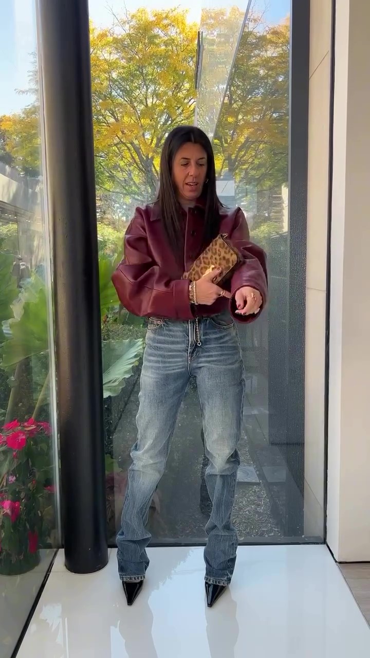 Designer burgundy leather jacket-Massicos