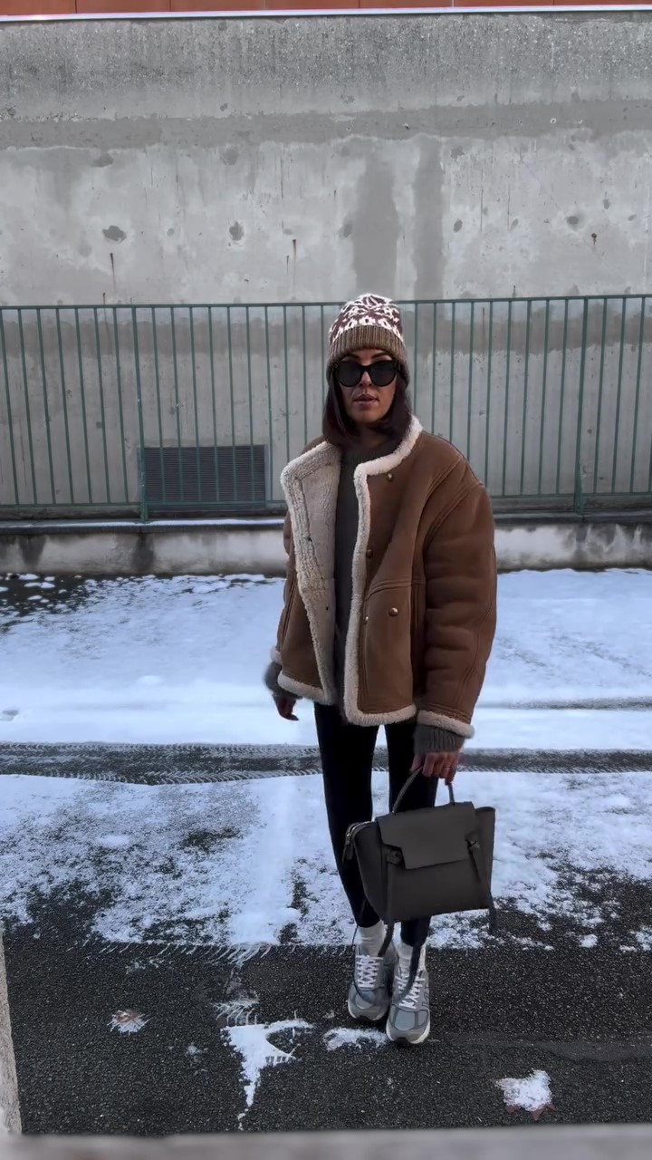 Designer shearling fur cropped jacket
