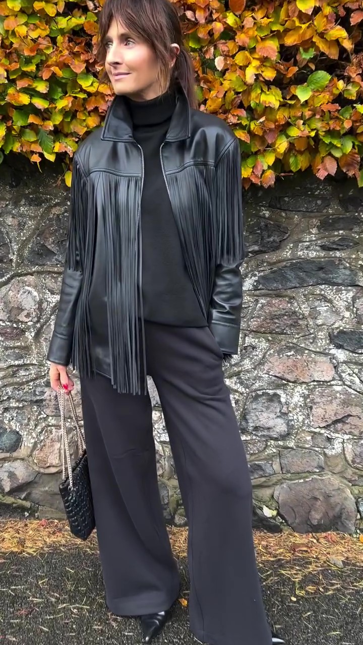Designer fringed leather jacket-Massicos