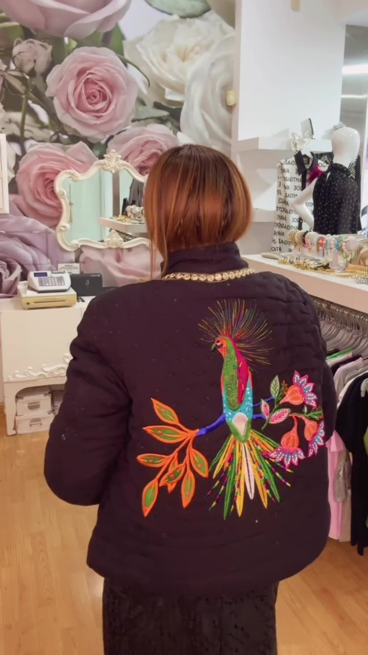 Christmas Embroidered cropped jacket-Massicos