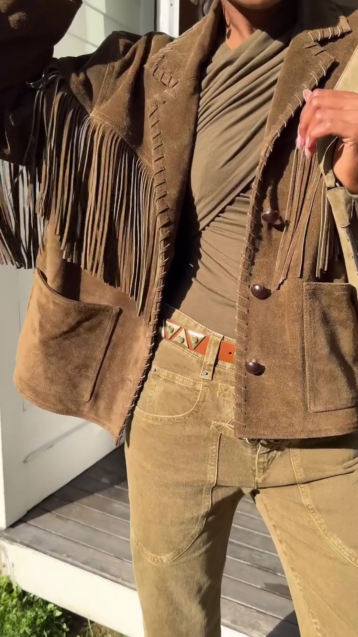 Designer fringed suede jacket