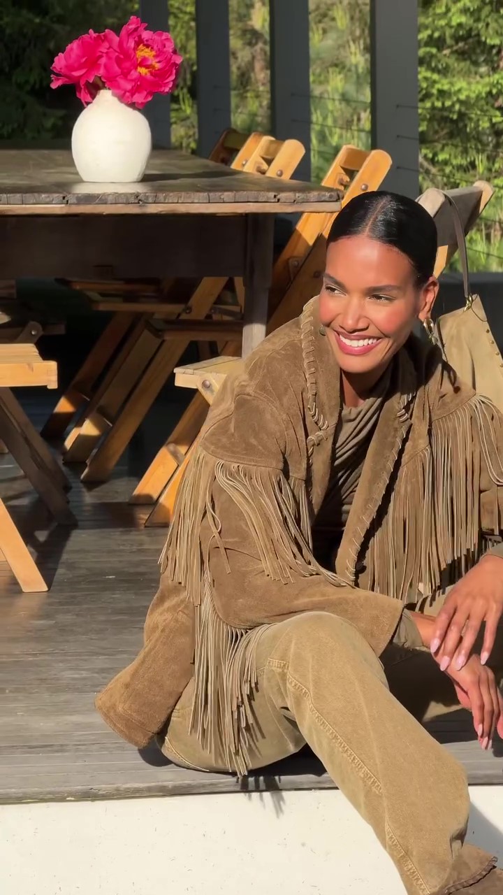 Designer fringed suede jacket