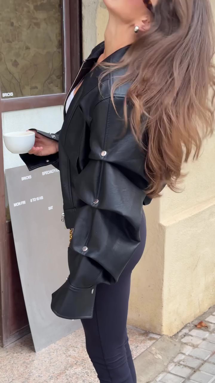 Designer irregular leather jacket-Massicos