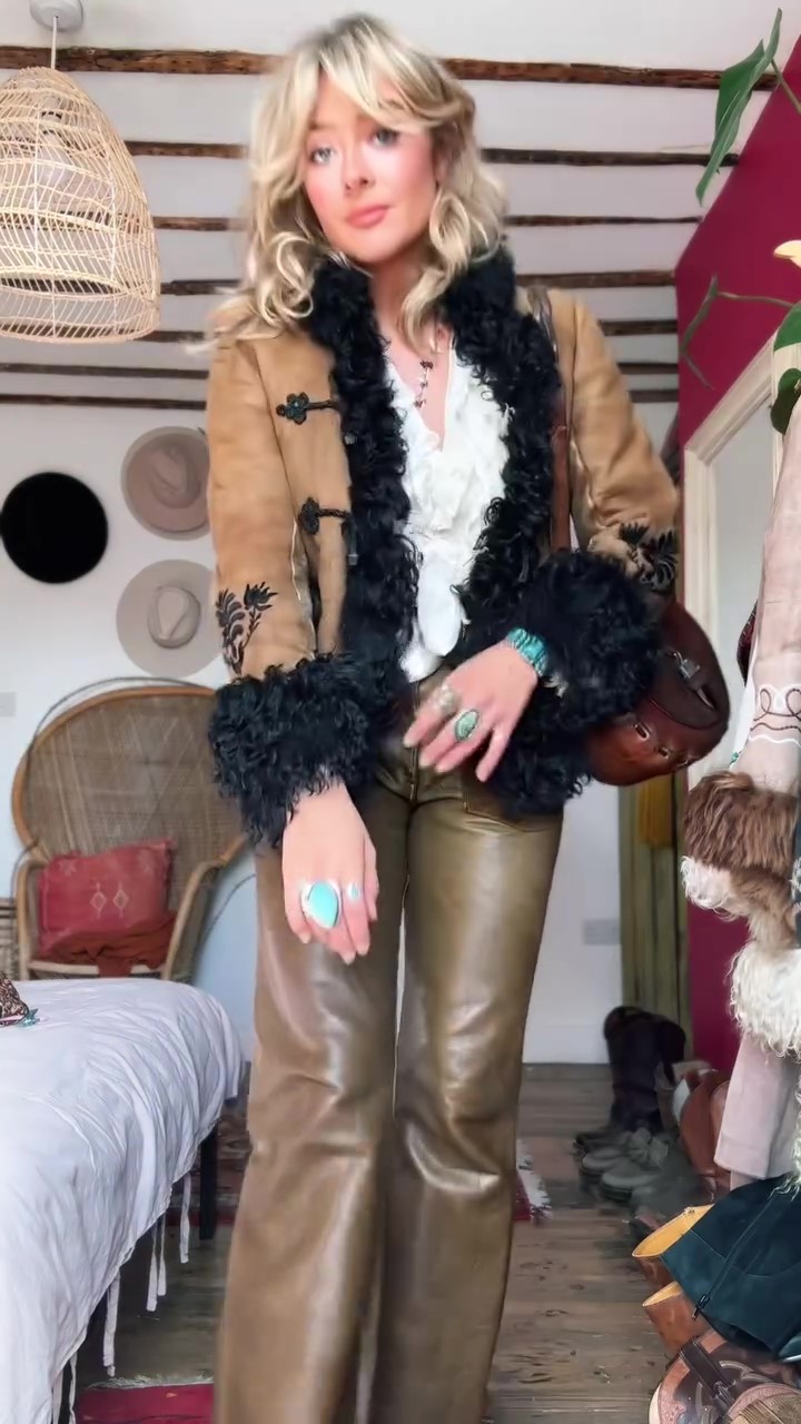 Designer embroidered fur jacket-Massicos