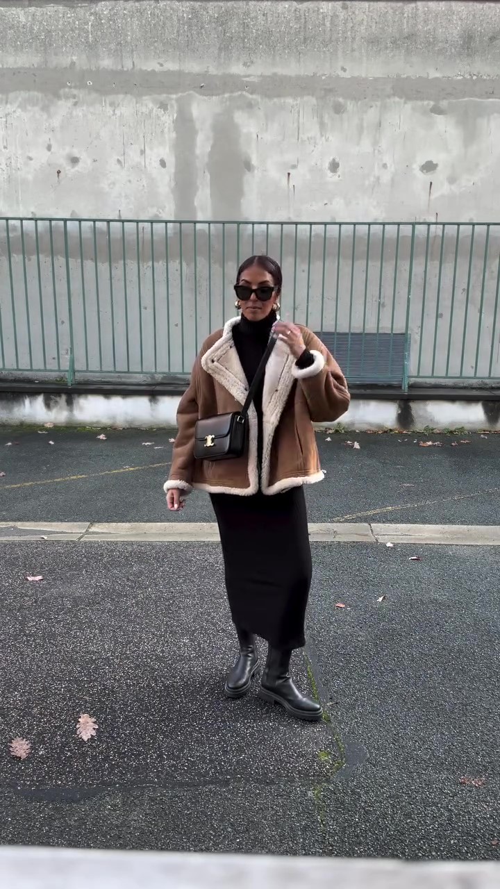 Shearling fur cropped jacket