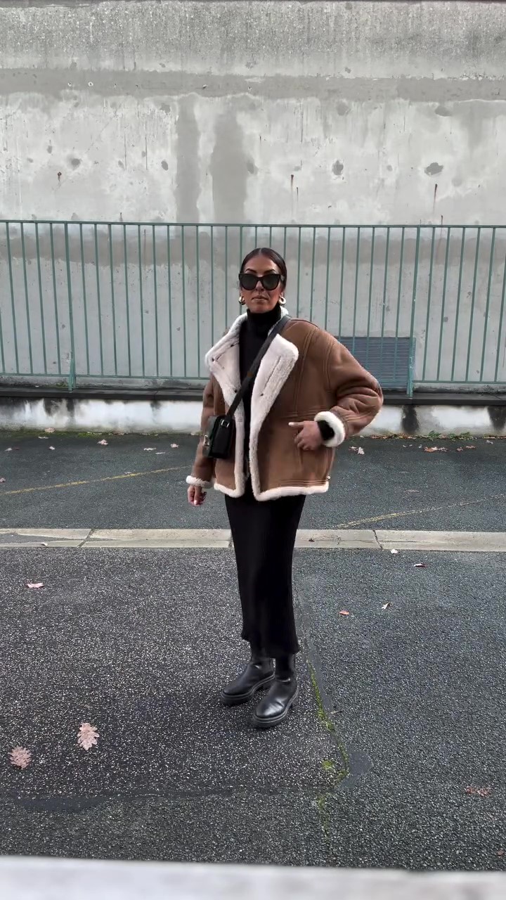 Shearling fur cropped jacket