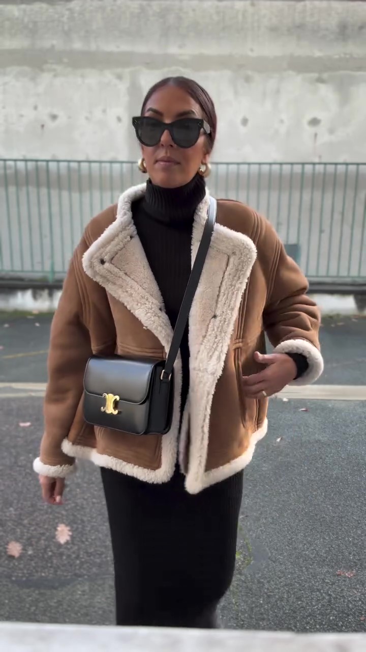 Shearling fur cropped jacket