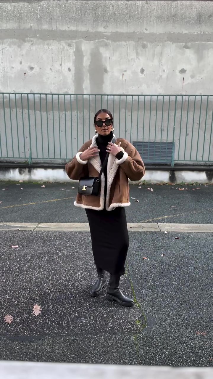 Shearling fur cropped jacket