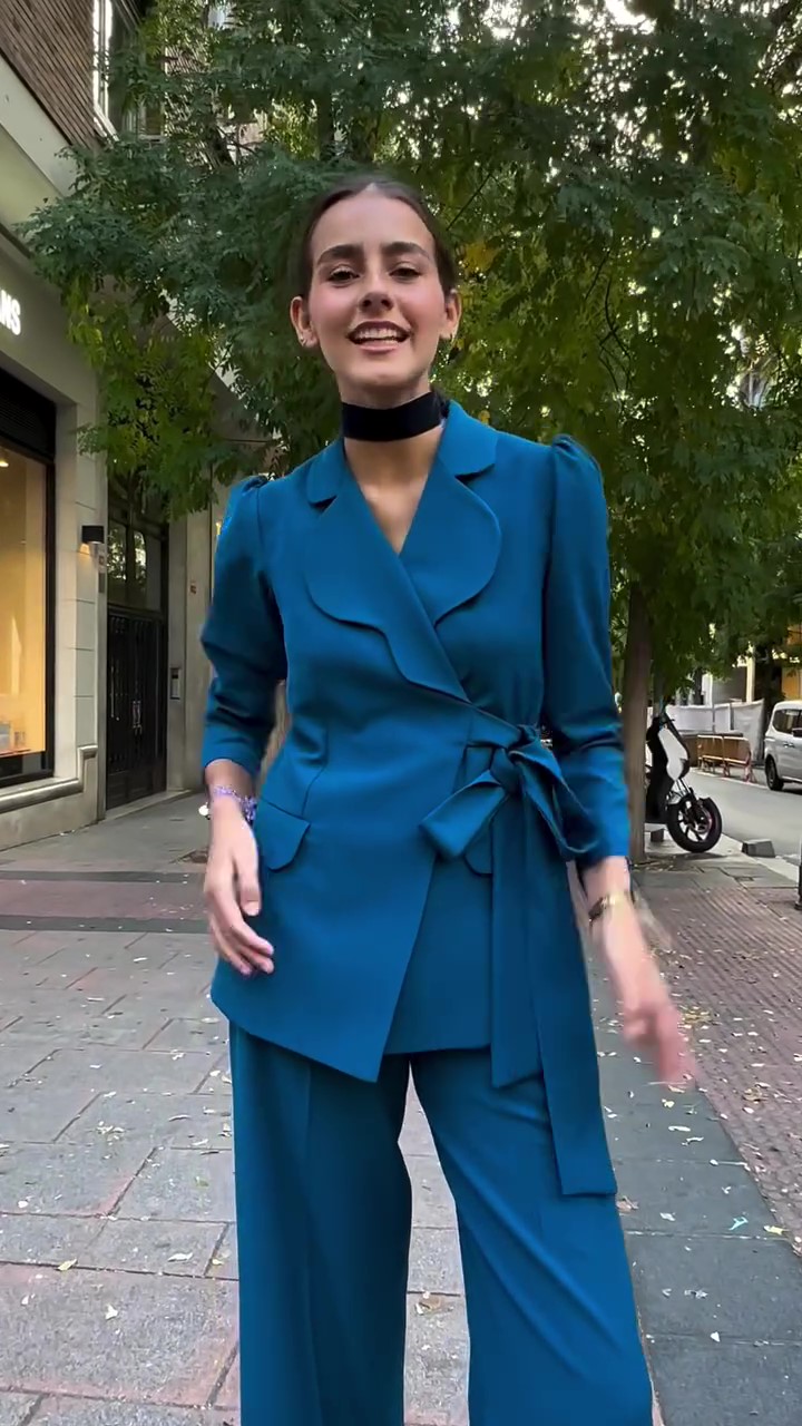Designer peacock blue two piece suit-Massicos