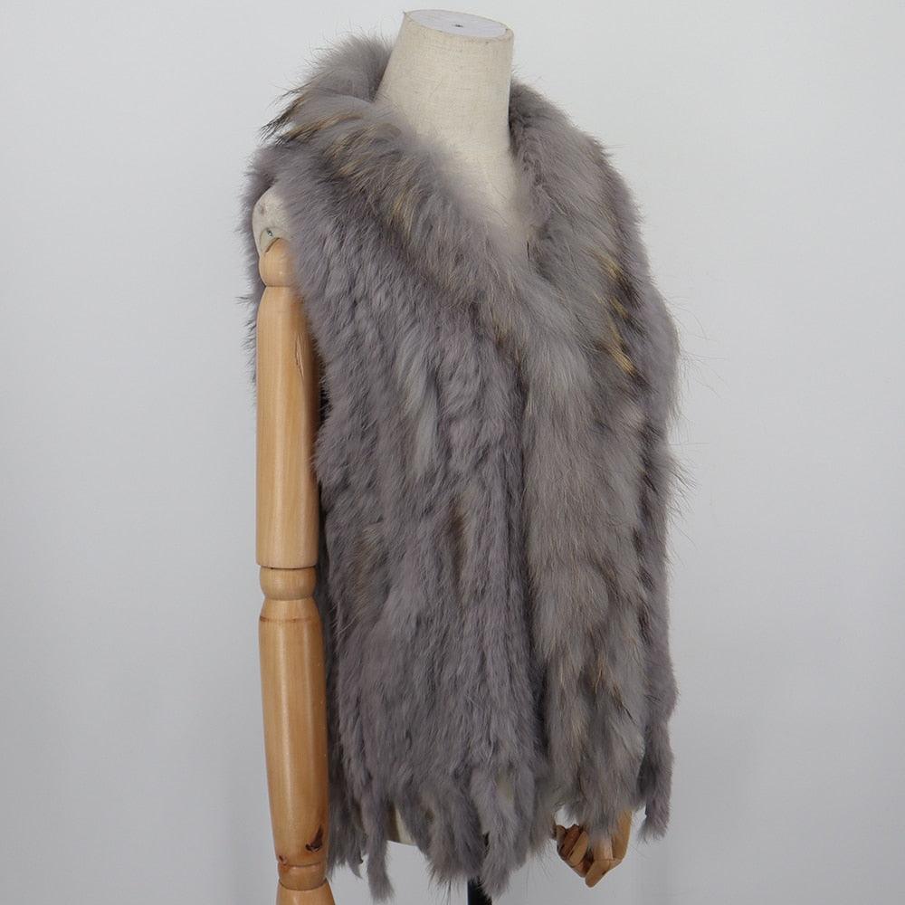 Sleeveless Vest with Fur Tassel and Natural Collar for High-End Women-Massicos