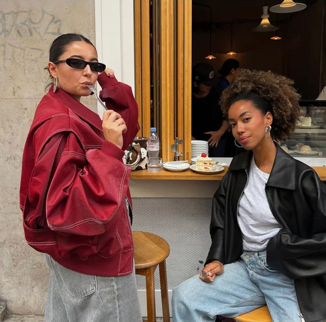 Oversized Leather Jacket-Massicos