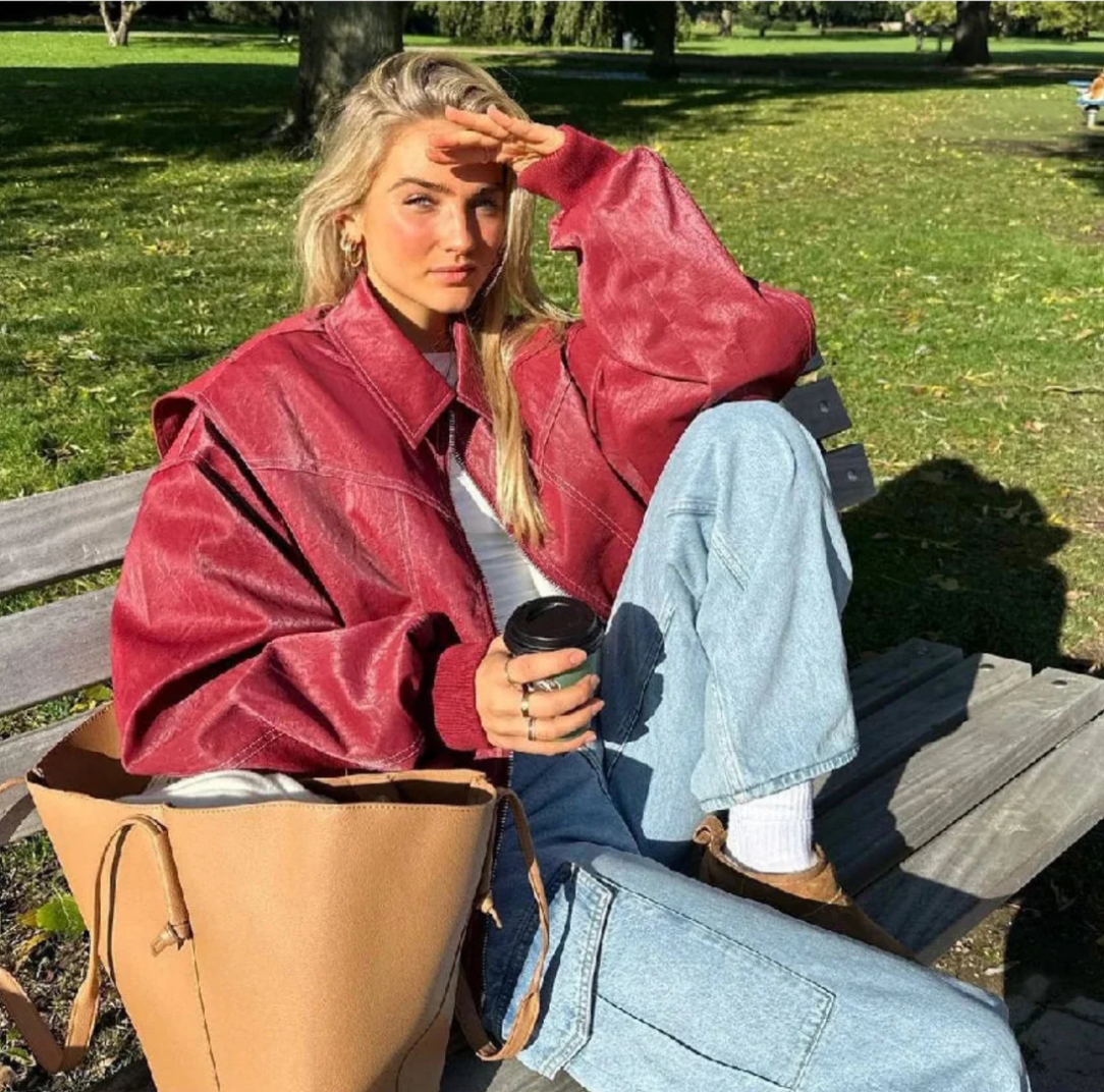 Oversized Leather Jacket-Massicos