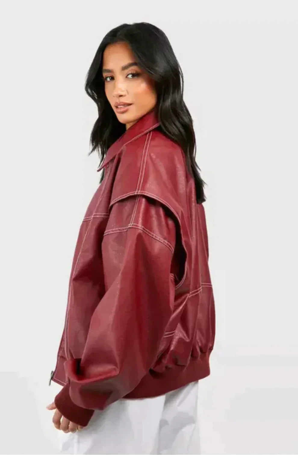 Oversized Leather Jacket-Massicos