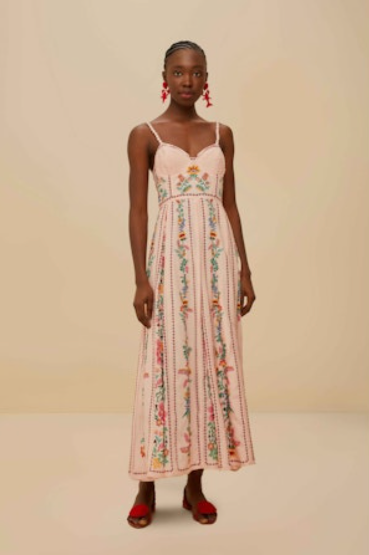 Delicate Forest Pink Maxi Dress-Massicos