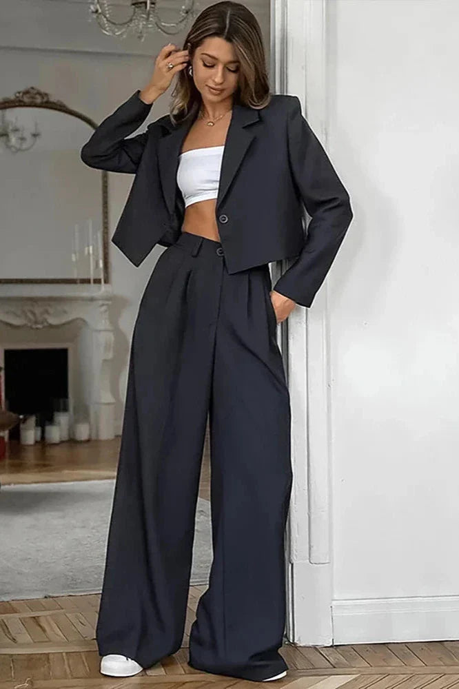 Autumn Winter  Solid Office Pants Set-ROVOLE