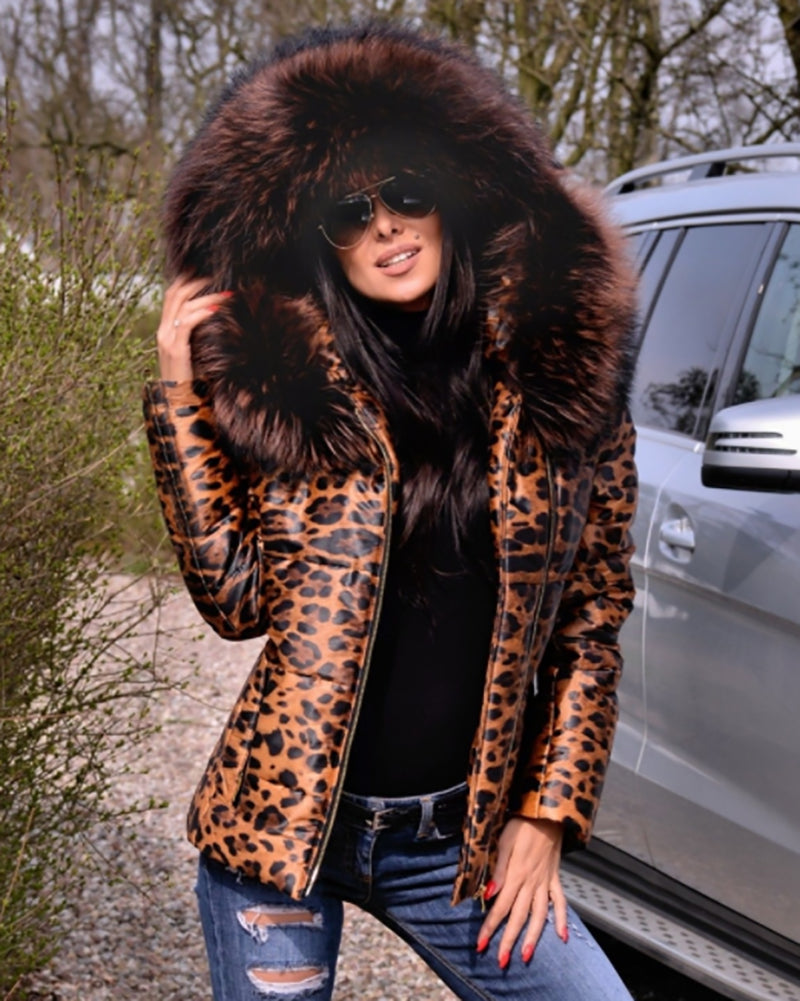 Trafni New Womens Ladies Quilted Winter Coat Puffer Fur Collar Hooded Jackets Parka Plus Size S-XXXL-Massicos