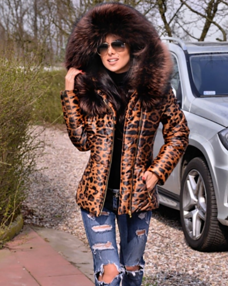 Trafni New Womens Ladies Quilted Winter Coat Puffer Fur Collar Hooded Jackets Parka Plus Size S-XXXL-Massicos