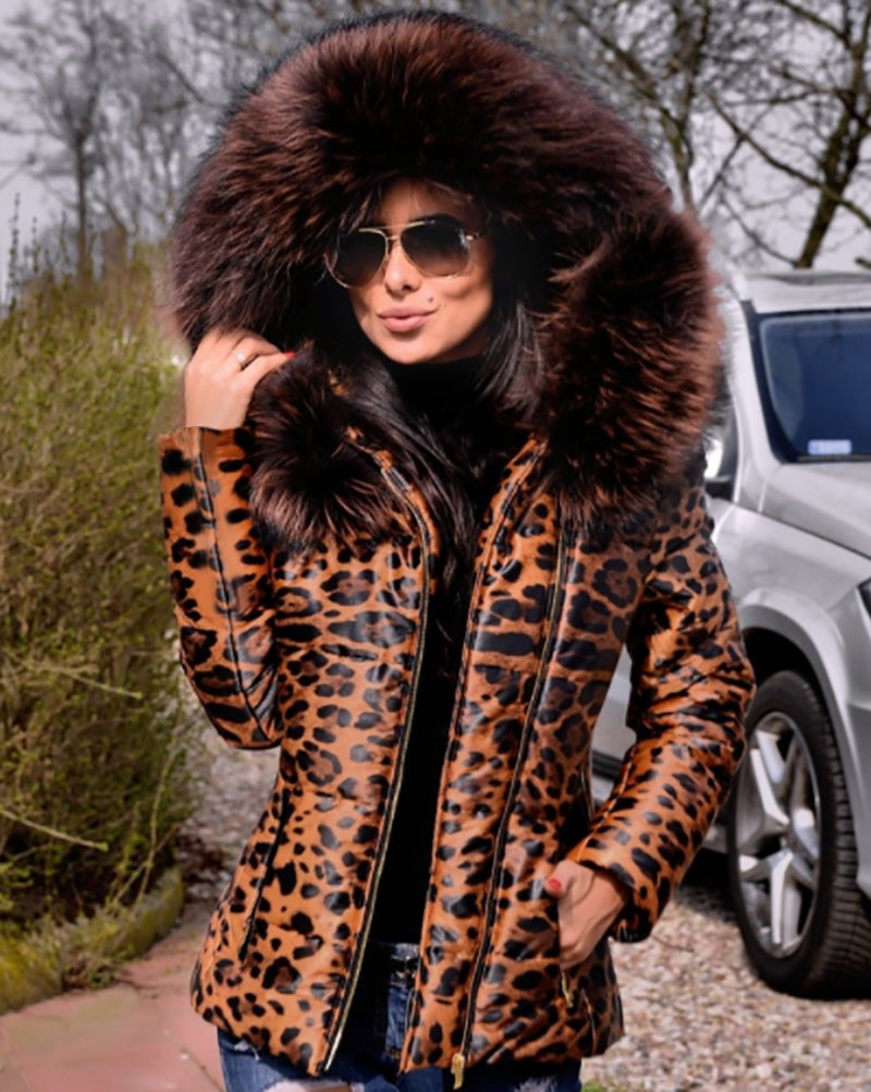 Trafni New Womens Ladies Quilted Winter Coat Puffer Fur Collar Hooded Jackets Parka Plus Size S-XXXL-Massicos