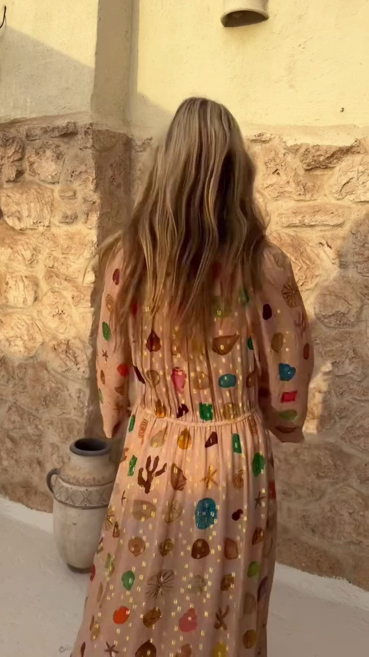 Ocean Whisper Print  Dress-Massicos
