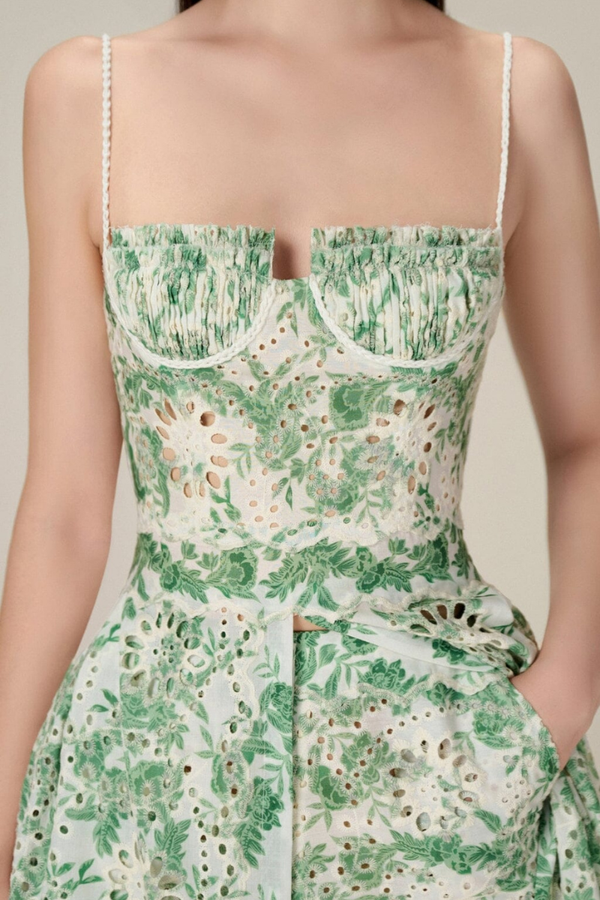 Ursule Spaghetti Floral Skirt Set-ROVOLE