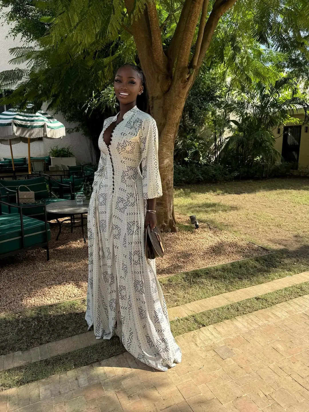 White Cotton Button Maxi Dress