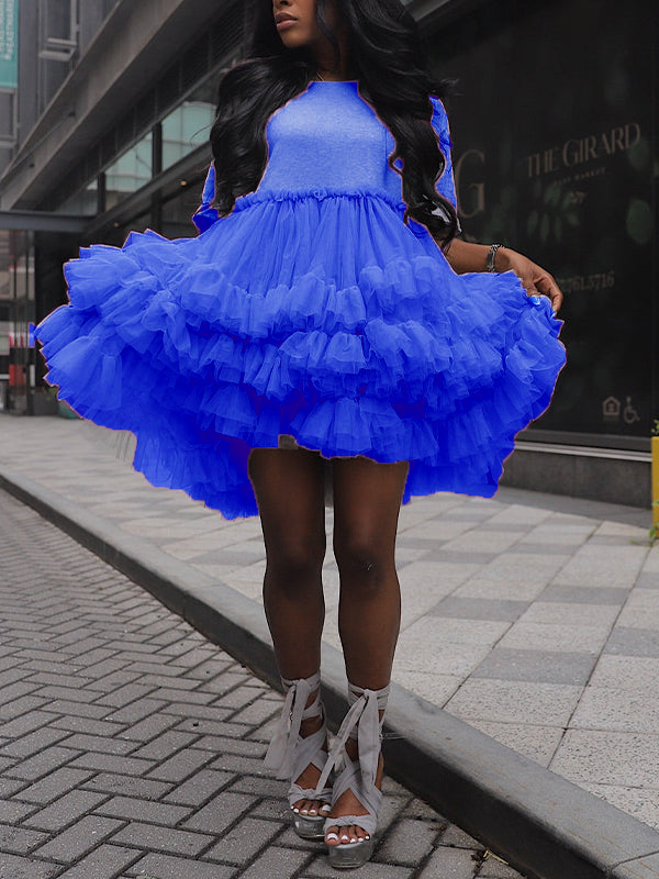 Gray Tulle - Ruffle Midi Dress-Massicos