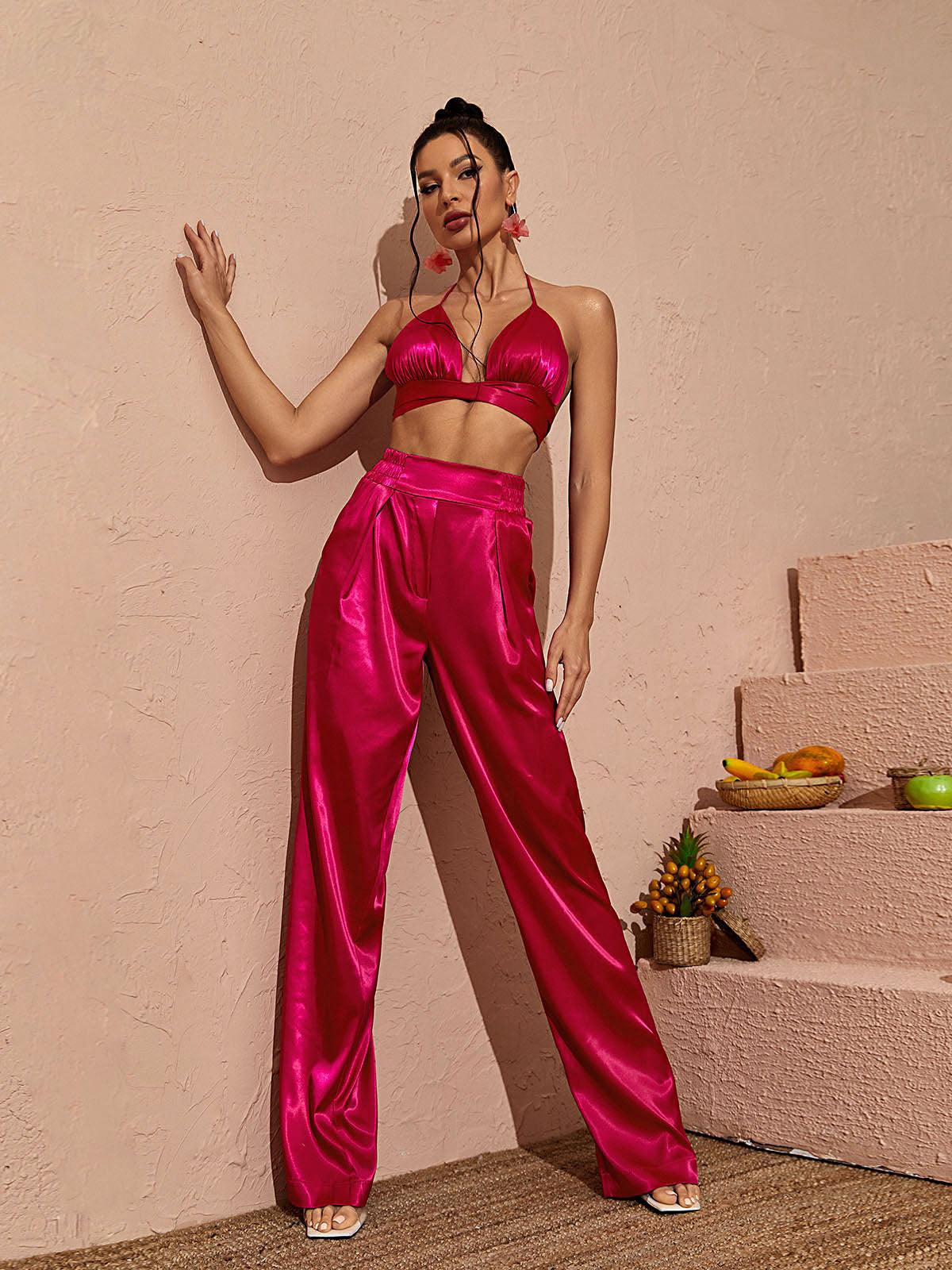 Zariyah Satin Blazer In Hot Pink - Mew Mews