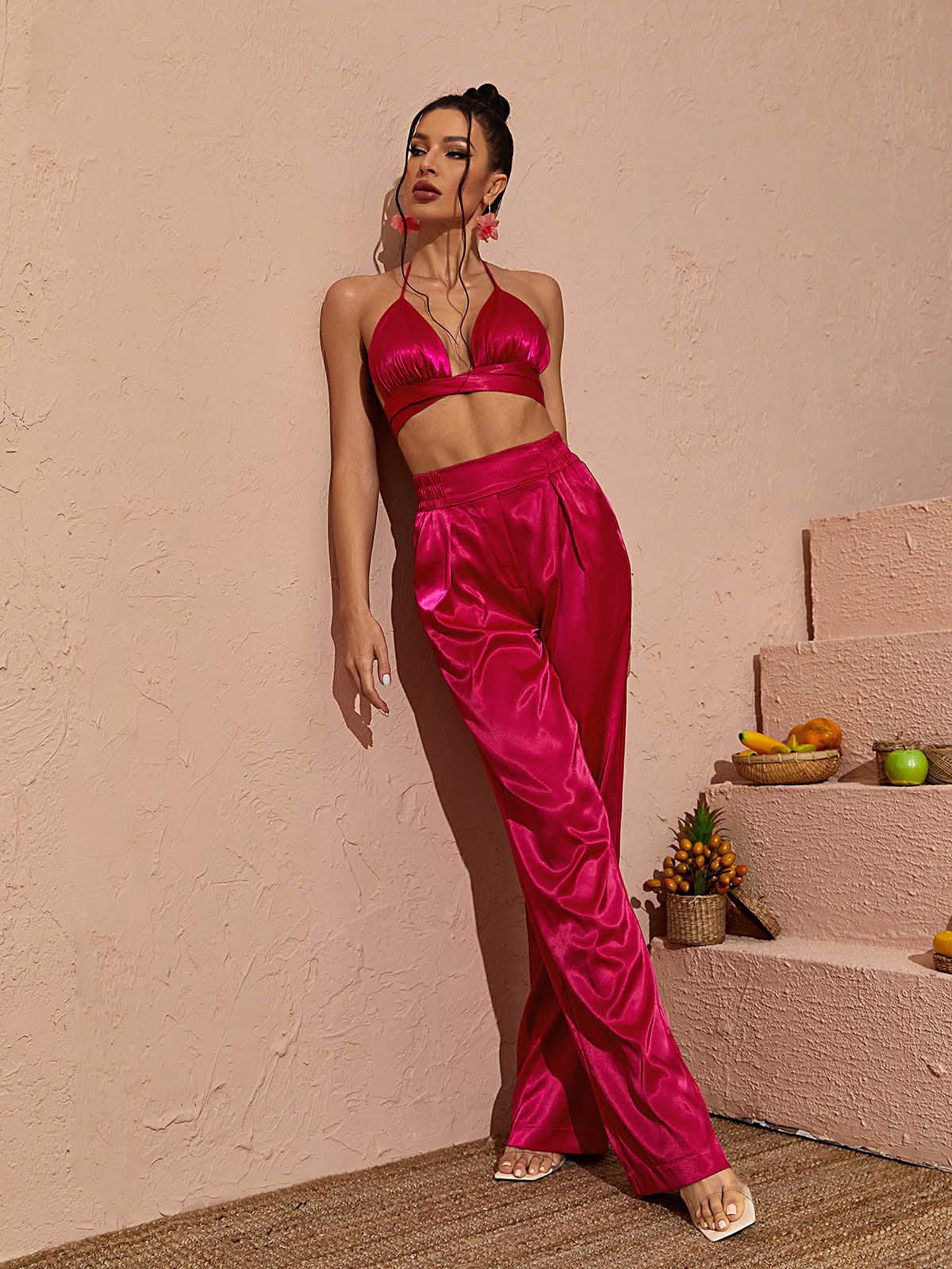 Zariyah Satin Blazer In Hot Pink - Mew Mews