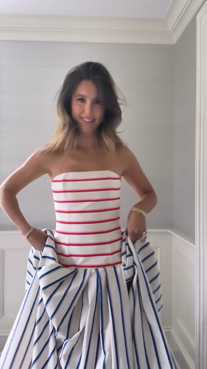 Striped Cotton Maxi Halter Dress-Massicos