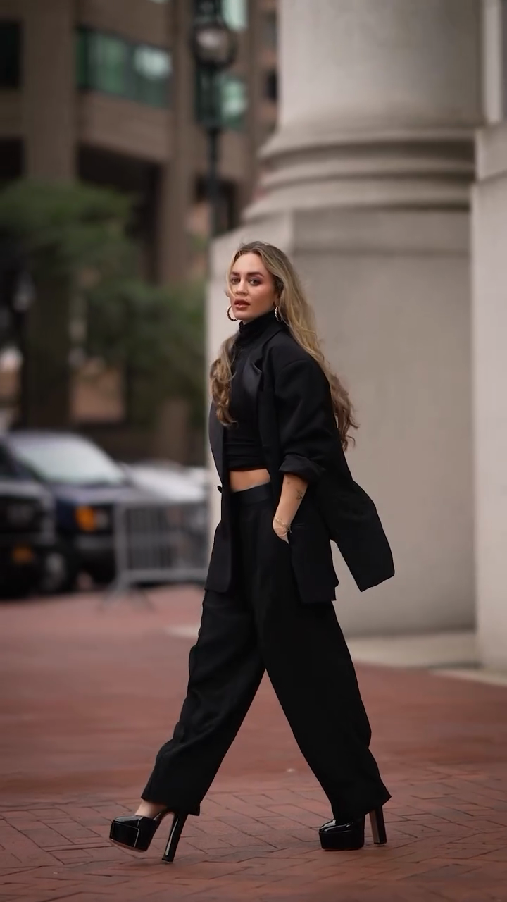 Black Tailored Suit Set-Massicos